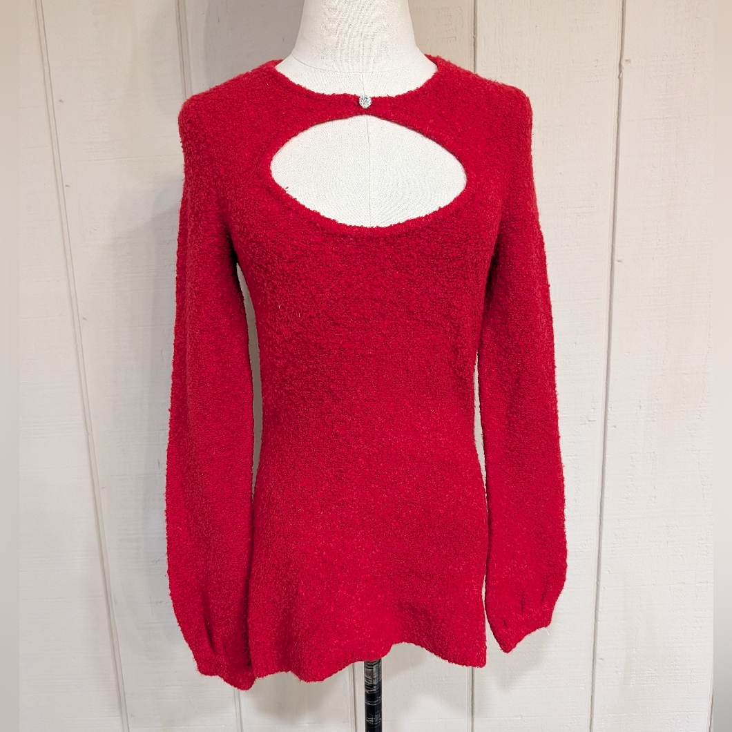 Y2k Moda Int. Red Cut Out Knit Sweater